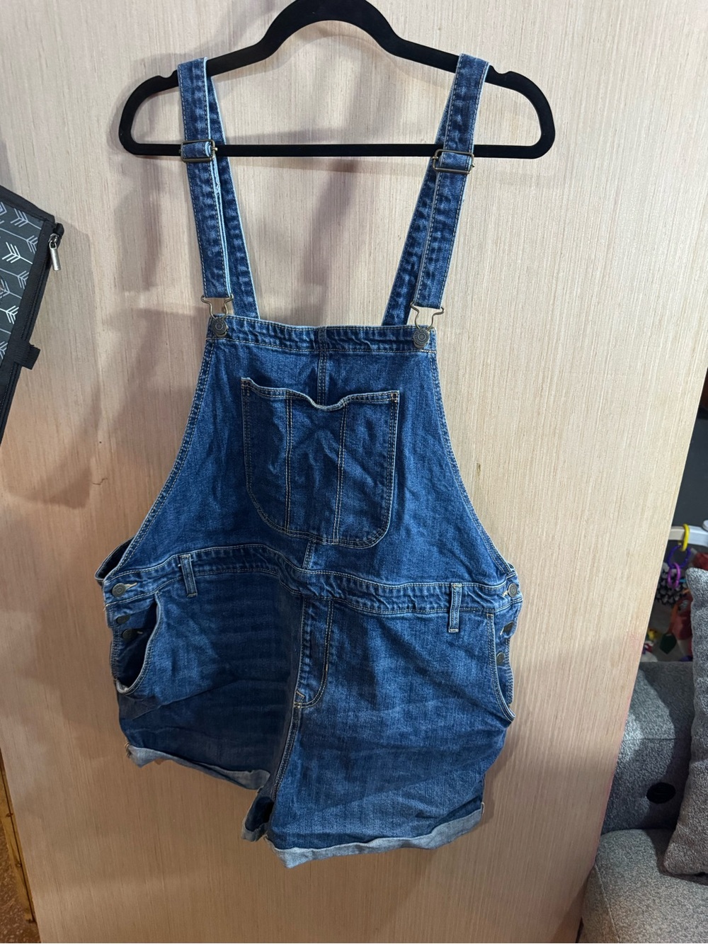 Women’s Old Navy Relaxed Fit Dark Blue Denim Short Overalls Size XXL